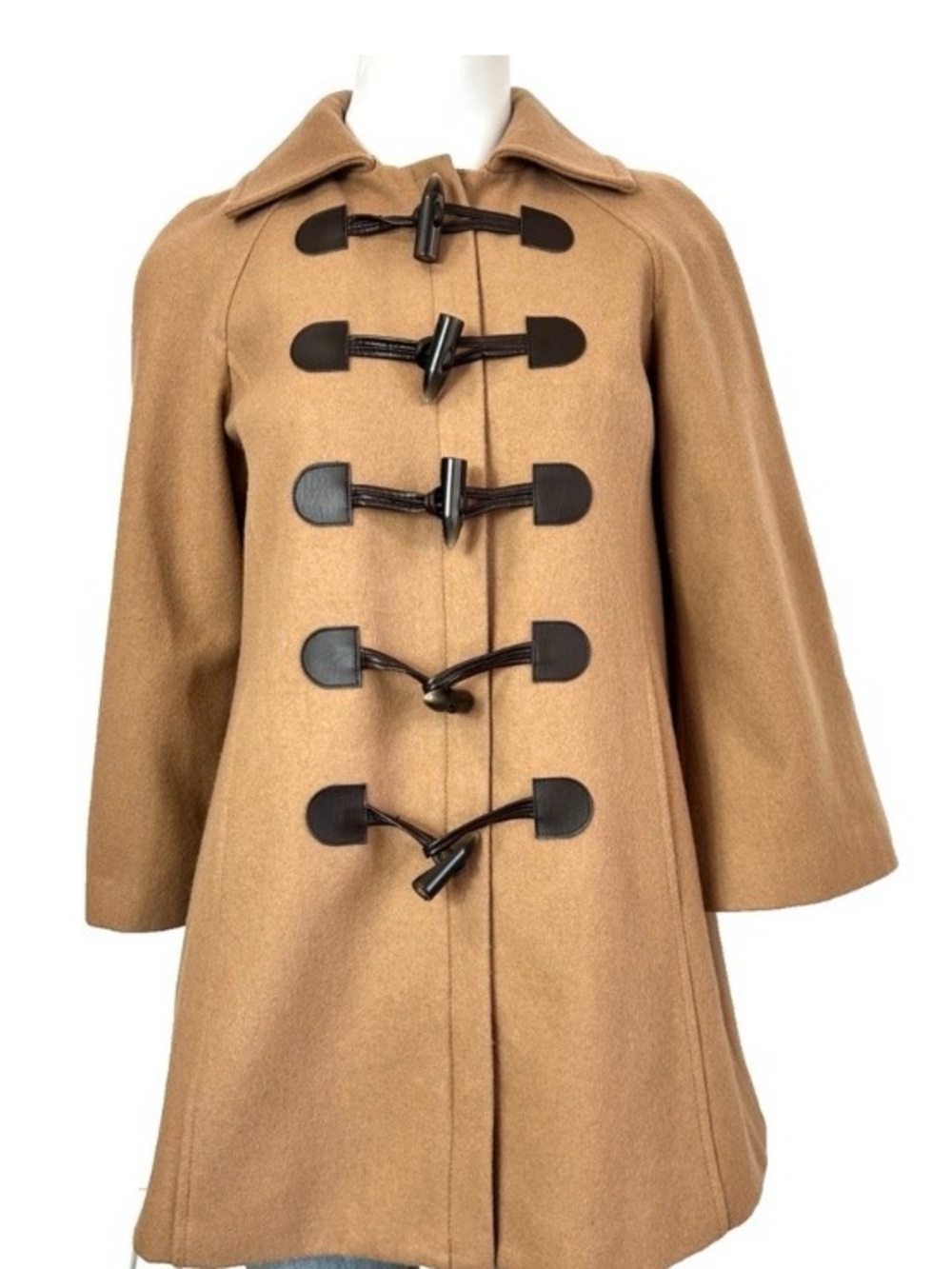 Anthropologie Elevenses Tan Wool Toggle Coat xs 2 - Picture 2 of 11